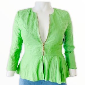 Anthropologie Luii Lime Half Zip Peplum‎ Blazer